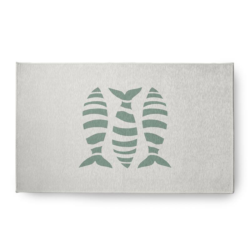 Puzzle Fish Nautical Chenille Rug - Sage - 18" x 30"
