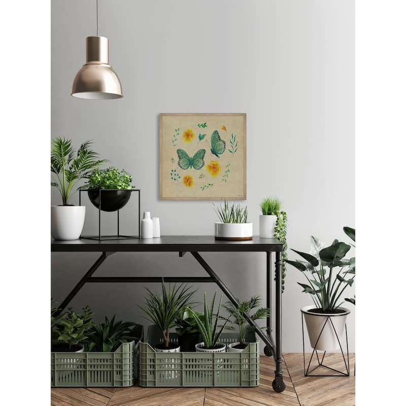 Flowers and Butterfly Framed Print