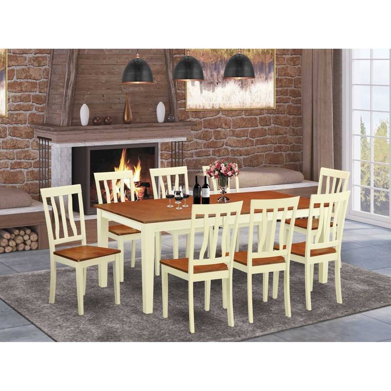 8-Seat Kitchen Dinette Table Set - Retro Renaissance Design - Wood Chairs Included
