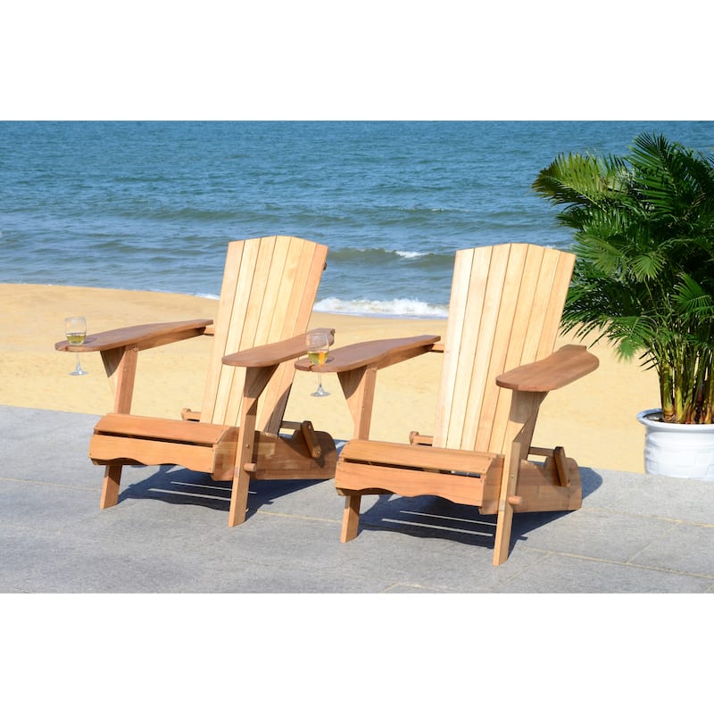 SAFAVIEH Outdoor Fulga Adirondack Chair (Set of 2) - 34"W x 33"D x 33"H - Natural (Set of 2)