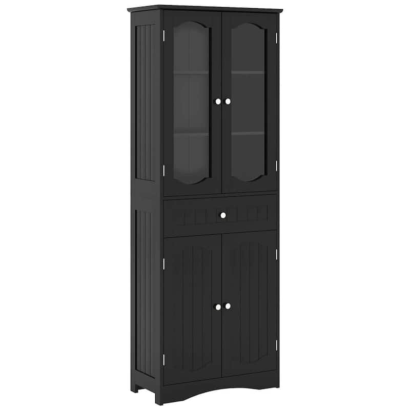 63" Tall Bathroom Storage Cabinet Freestanding Floor Cabinet - Black