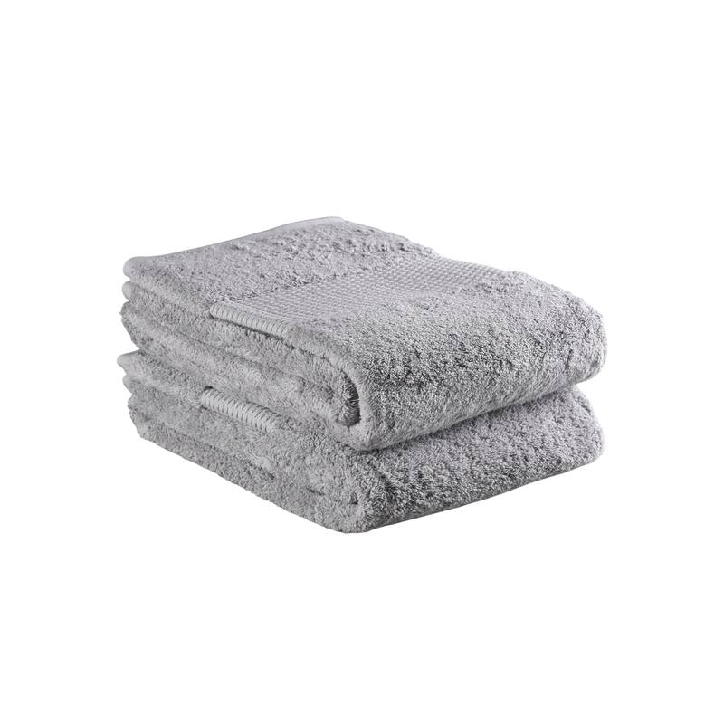 HomeRoots Set of Two Light Gray Cotton 13" X 13" Quick Dry Terry Cloth Washcloths - 13.00' X '13.00' X '1.00