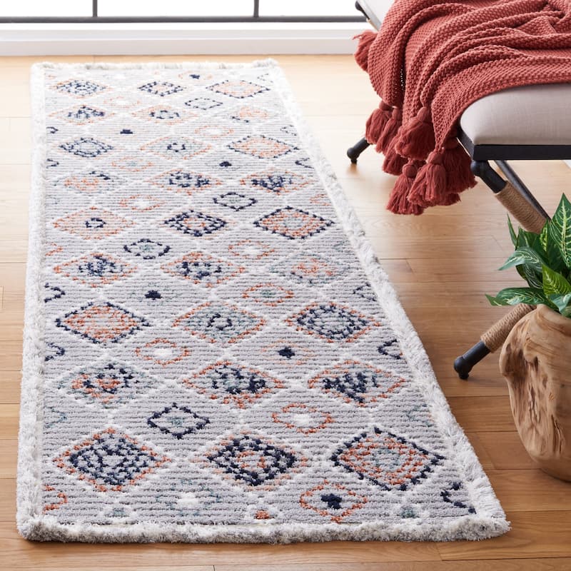 SAFAVIEH Handmade Marrakech Eliis Traditional Rug - 2'2" x 8' Runner - Grey/Blue Rust