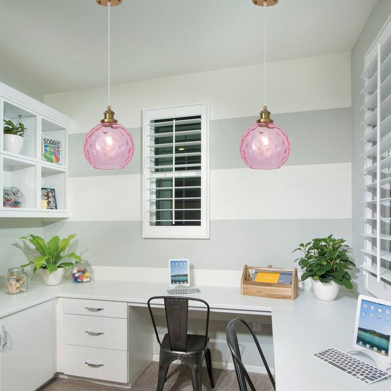 1-Light Glam Modern Metal Hanging Foyer Pendant Light with Glass Shade for Kitchen Island