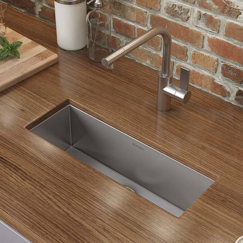 Ruvati 23" x 8" Bar Prep Sink Narrow Trough Undermount 16 Gauge Stainless Steel Single Bowl - RVH7120 - 23″ x 8-1/2