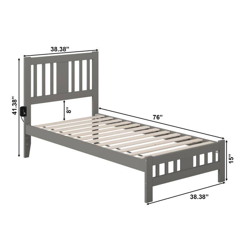 Tahoe Twin Bed with Footboard in Grey