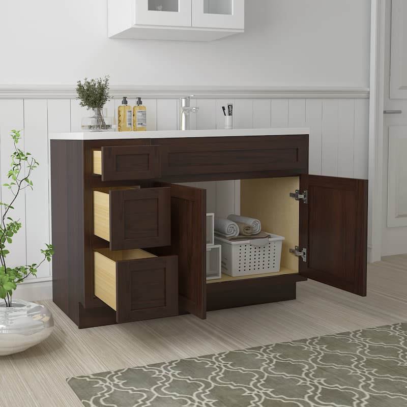 Vanity Art 42" Oak Freestanding Bathroom Vanity Cabinet without Top