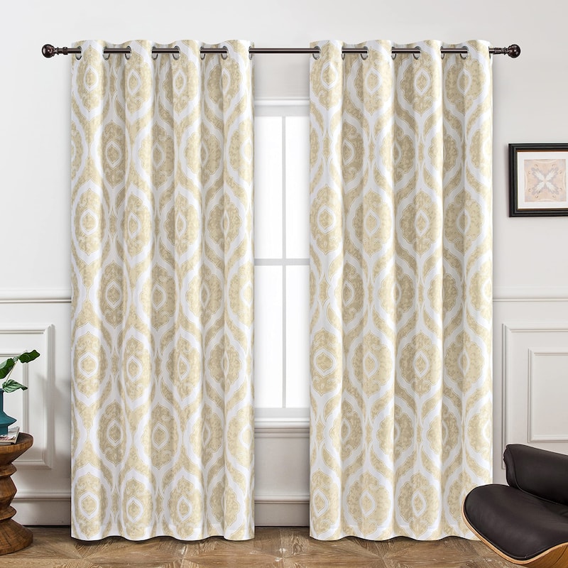 DriftAway Rory curtain 2 Panels Set for Living Room Boho Medallion Chic Drapes - 52" Width X 84" Length - Tan