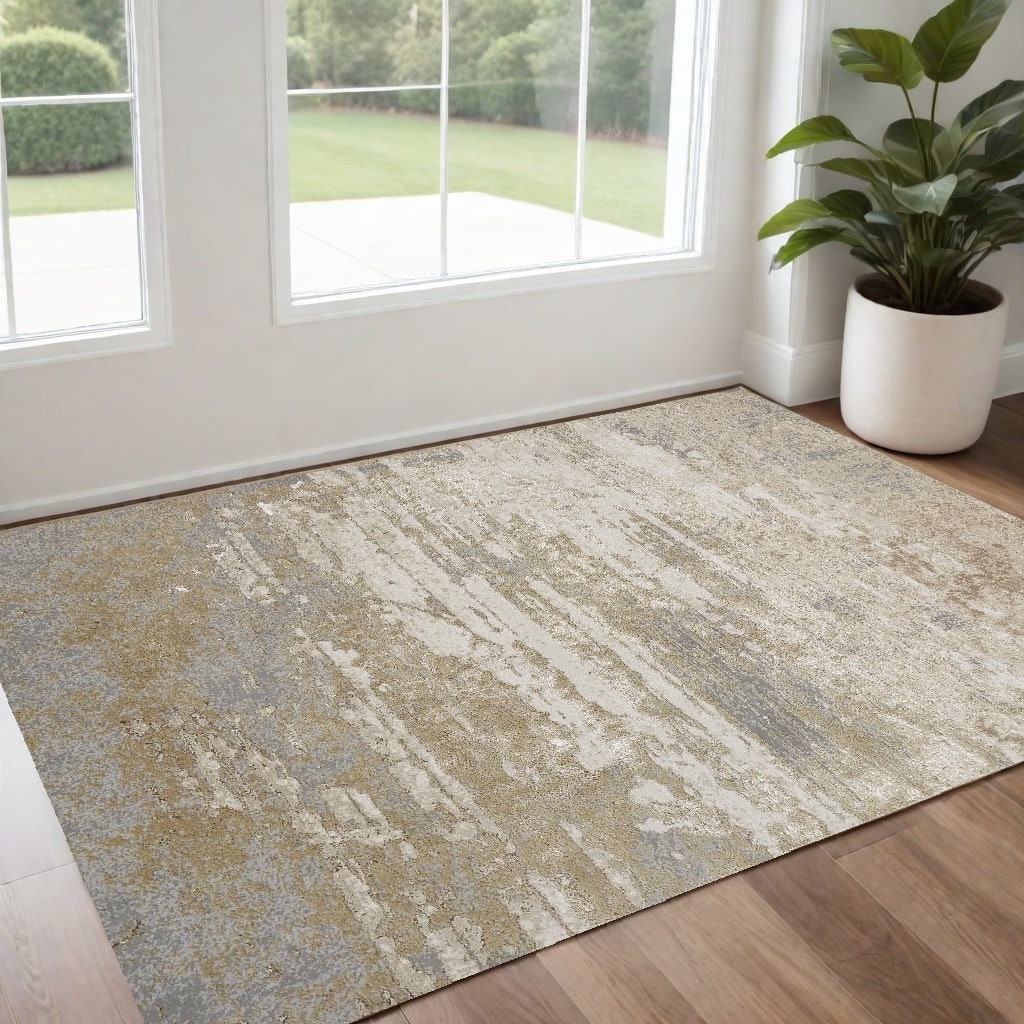 Tadog Abstract Stain Resistant Area Rug By HomeRoots - 2' x 3'