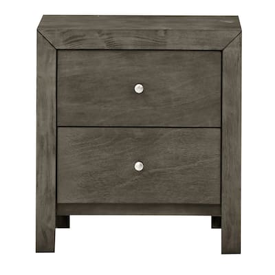 2-Dovetail Drawer Wooden Nightstand - 25" - Gray