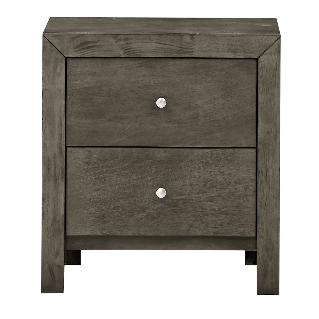 2-Dovetail Drawer Wooden Nightstand - 25" - Gray