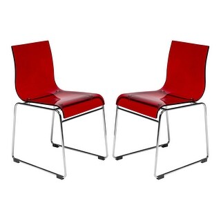 Lima Modern Acrylic Chair Set Of 2 Transparent Red - Transparent Red 