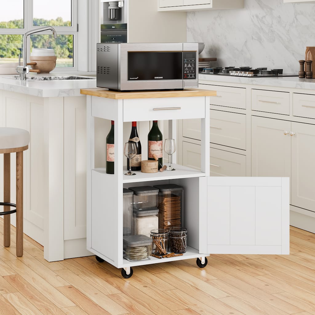 Futzca Kitchen Island Cart with Storage, Rolling Kitchen Island Side Table