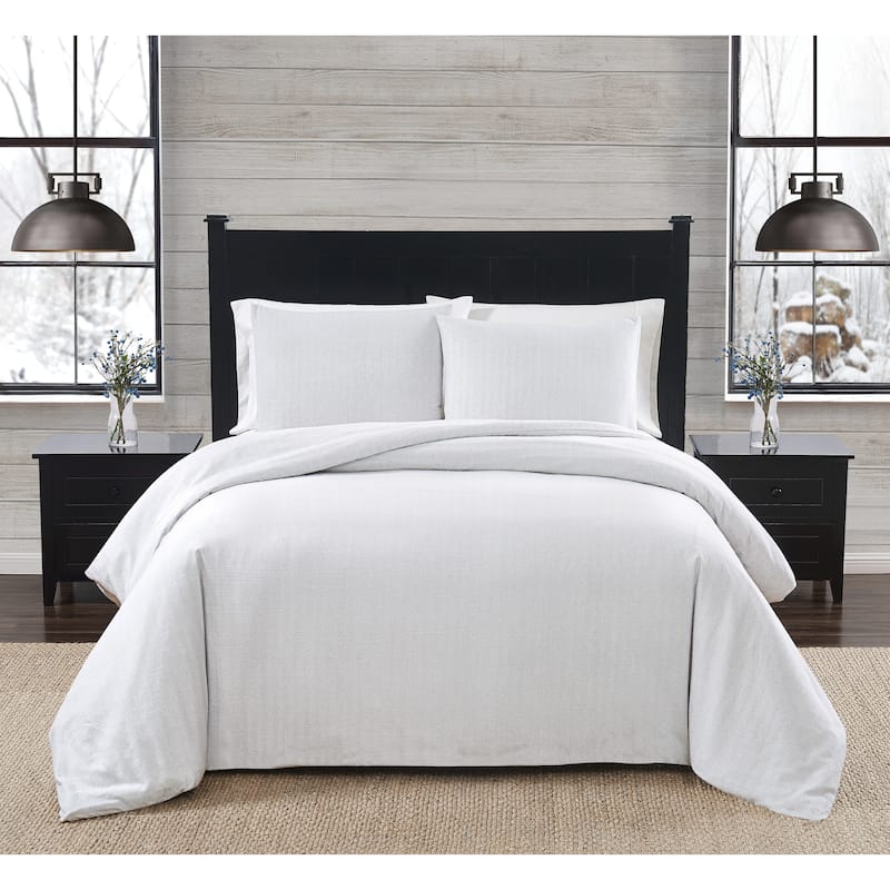 London Fog Printed Cotton Flannel 3 Piece Comforter Set