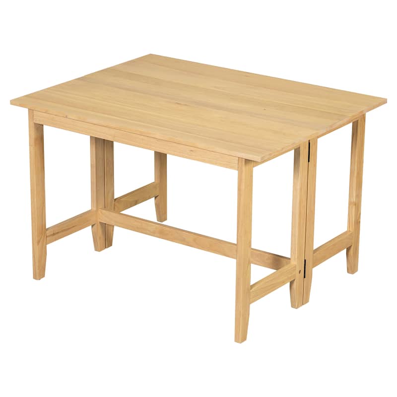Farmhouse Extendable Dining Table with Drop Leaf, Solid Wood Expandable Table for Small Spaces, Kitchen and Dining Room