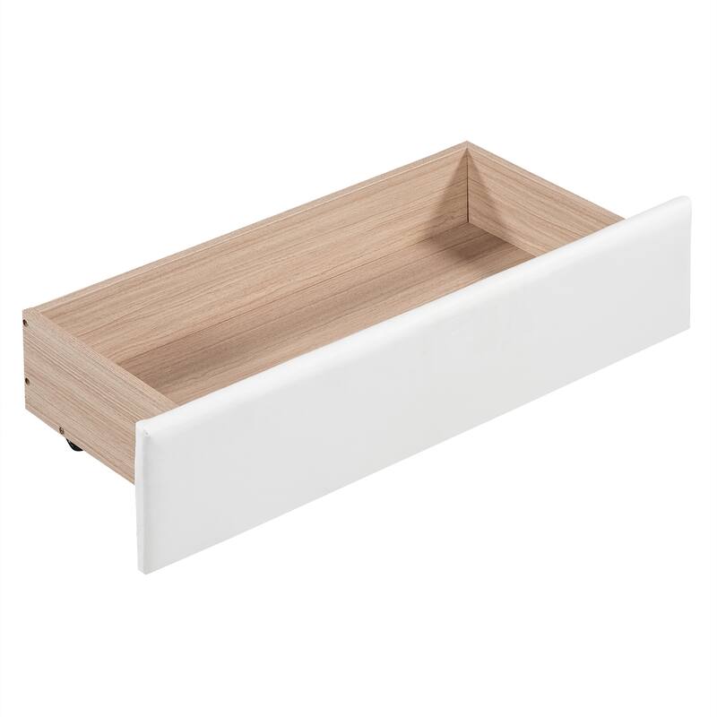 Twin Size PU Upholstered Tufted Daybed with Two Drawers