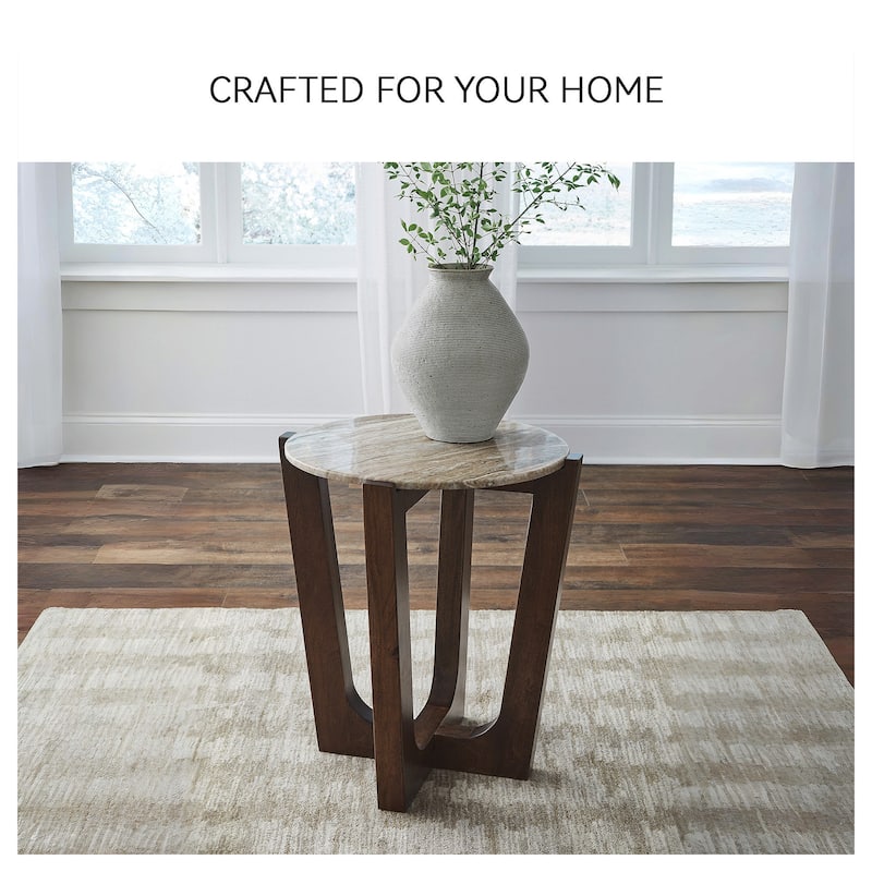 Signature Design by Ashley Tanidore Brown/Gray Round End Table - 22" W x 22" D x 24.25" H