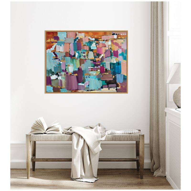 Kate and Laurel Sylvie Gemstones in Jewel Tones Framed Canvas by Leah Nadeau