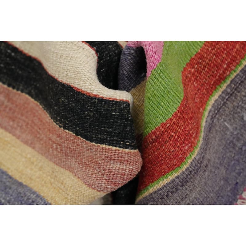 Hand Woven Oriental 100% Wool Carpet Southwestern Geometric Multi-Colored Kilim Area Rug - 9' 3'' X 5' 2''