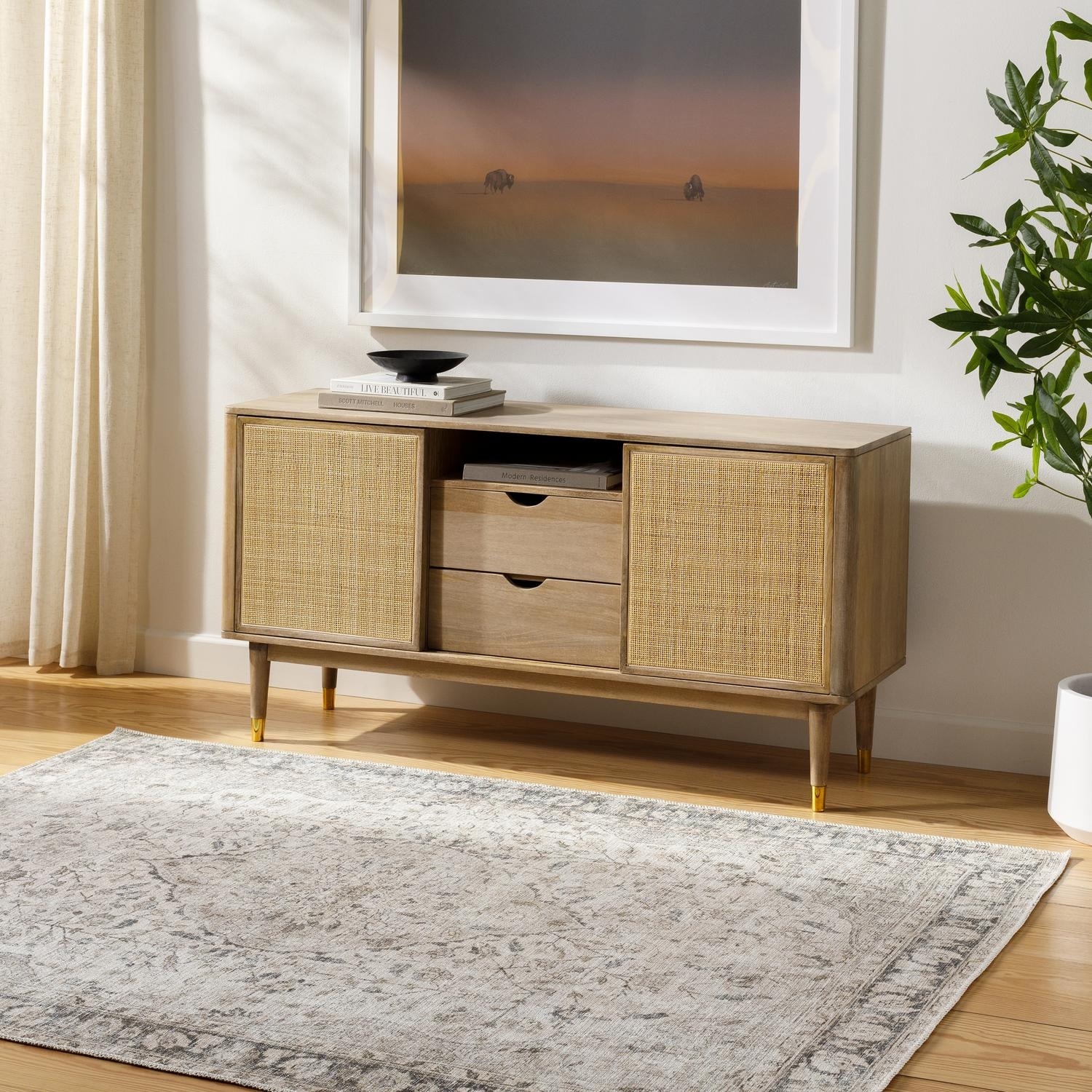 Livabliss Transitional Amelie Medallion Washable Area Rug.