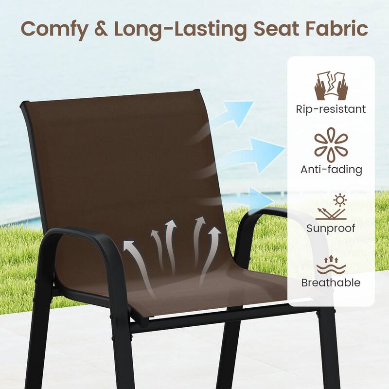 Costway 3 PCS Outdoor Bar Set Bar Height Table & Armchairs with - See Details