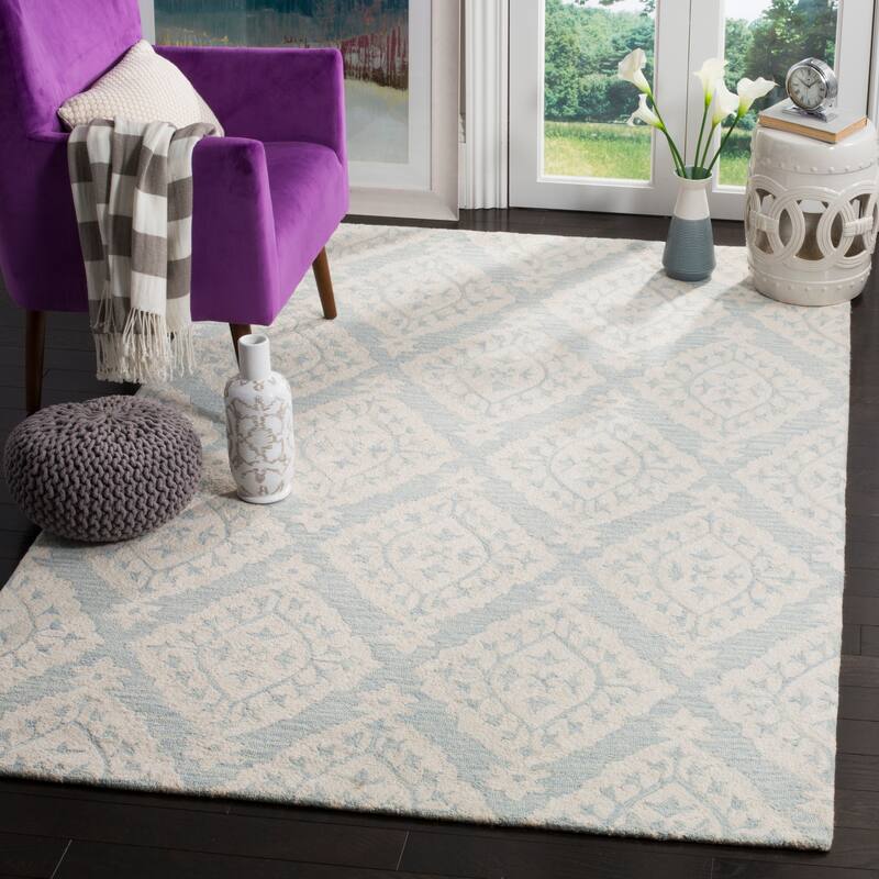 SAFAVIEH Handmade Micro-Loop Hyeong Wool Rug - 8' x 10' - Light Blue