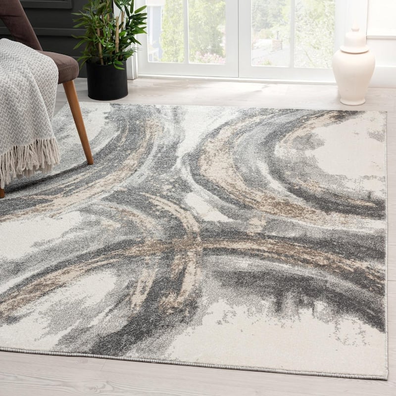 Luxe Weavers Modern Distressed Abstract Area Rug - 4' x 5' - Gray