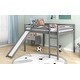 preview thumbnail 3 of 36, Full Size Multifunctional Wooden Loft Bed with Slide & Ladder for Kids