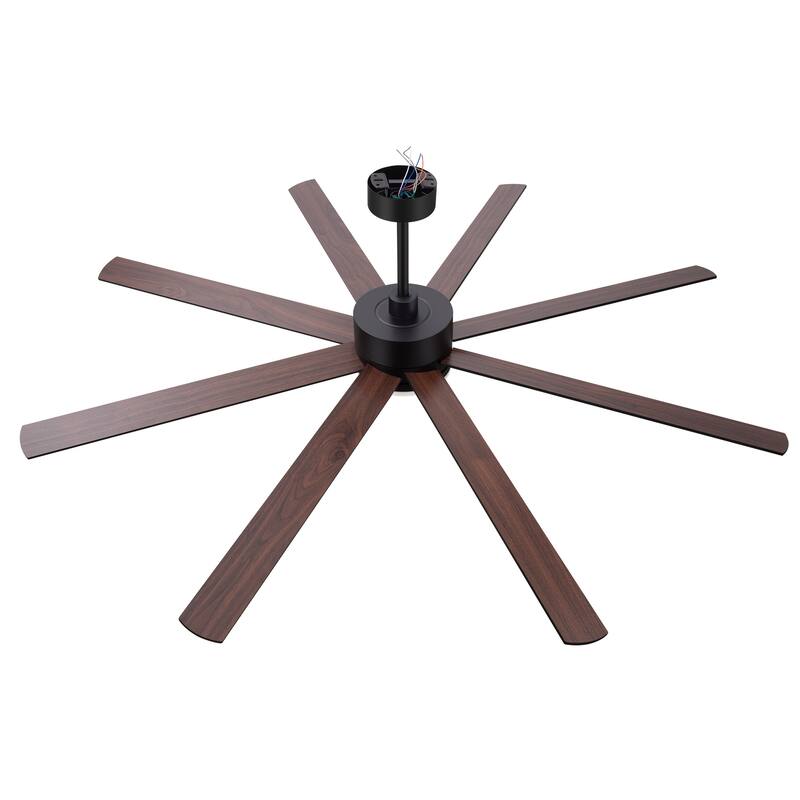 Large 72" Reversible 8-Blade Integrated Ceiling Fan with LED Light Kit and Remote