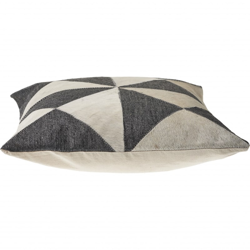 HomeRoots 20" X 20" Charcoal And White 100% Wool Geometric Zippered Pillow