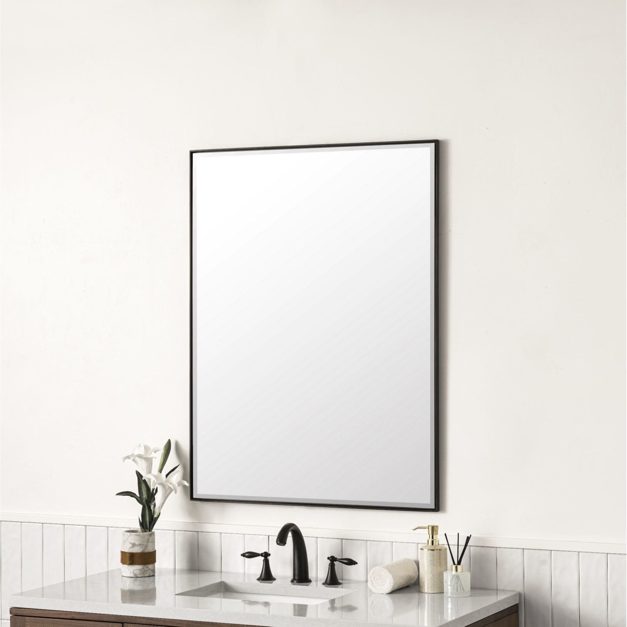 James Martin Vanities Tampa 39-3/8 x 29-1/2 Framed Bathroom Mirror Matte  Black
