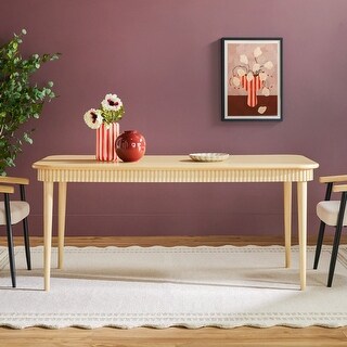 Walker Edison Modern Fluted Easy Assembly Oak Wood Dining Table for 6 ...