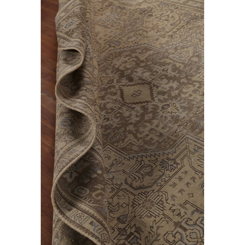 Geometric Tabriz Persian Vintage Area Rug Hand-Knotted Wool Carpet - 8'2"x 11'6"