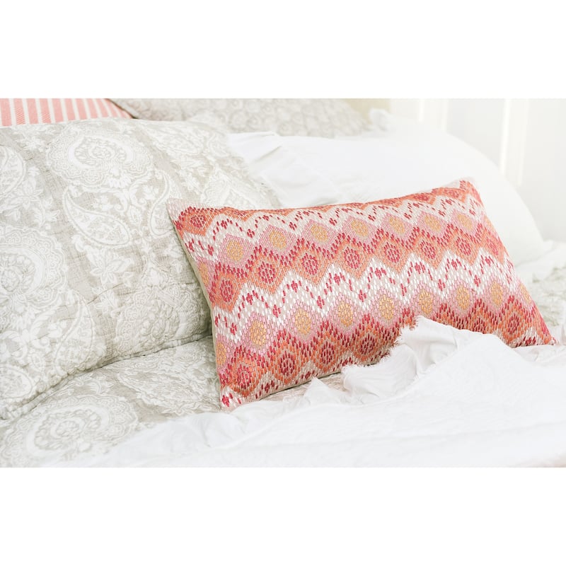 14"x 22" Darla Woven Geometric Diamond Cotton Decorative Throw Pillow
