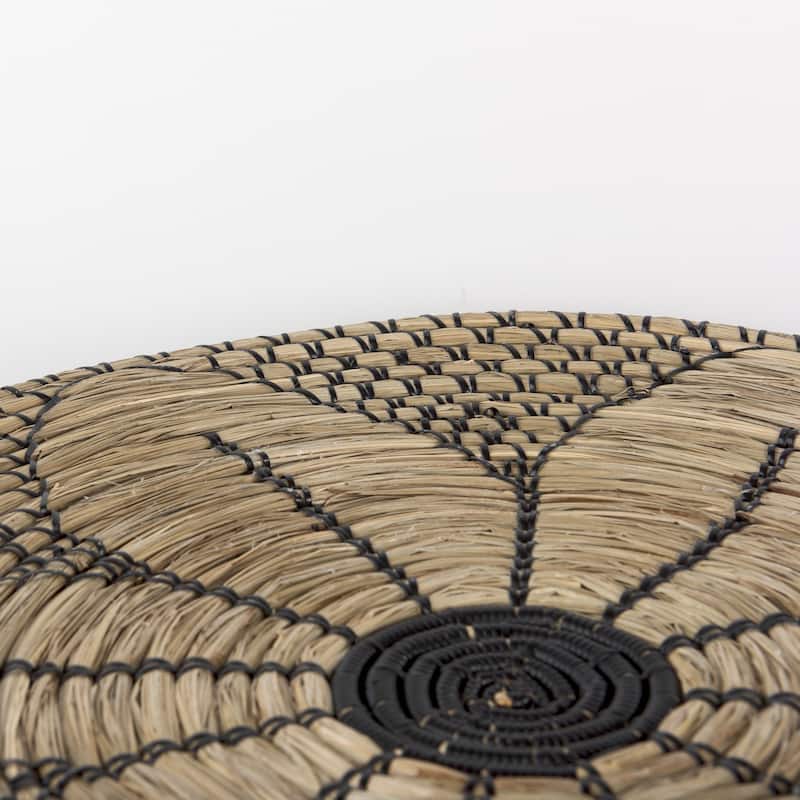 Mekhi Light Brown Seagrass w/ Black String Round Wall Hanging Plate
