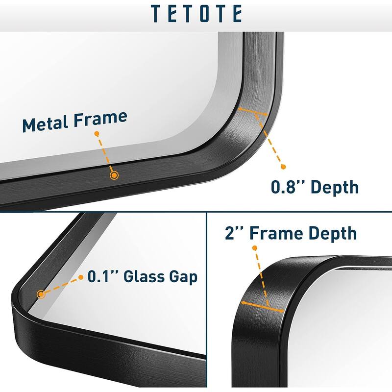 TETOTE Bathroom Vanity Mirror Modern Metal Frame Wall Mounted