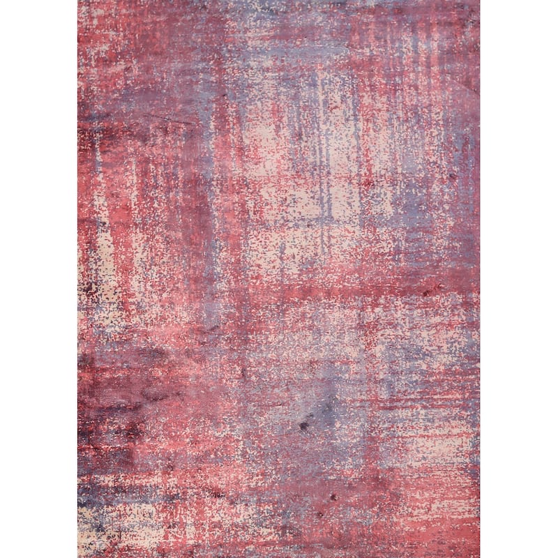 Colorful Abstract Contemporary Rug Hand-Knotted Wool Carpet - 4'8" x 6'7"