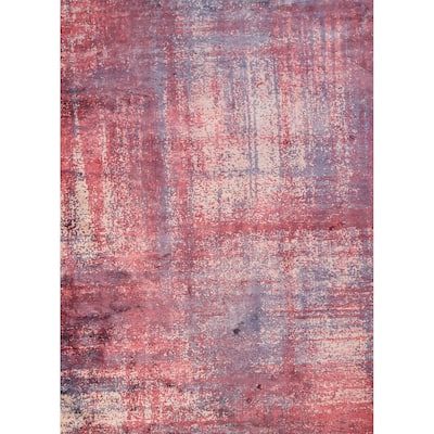 Colorful Abstract Contemporary Rug Hand-Knotted Wool Carpet - 4'8" x 6'7"