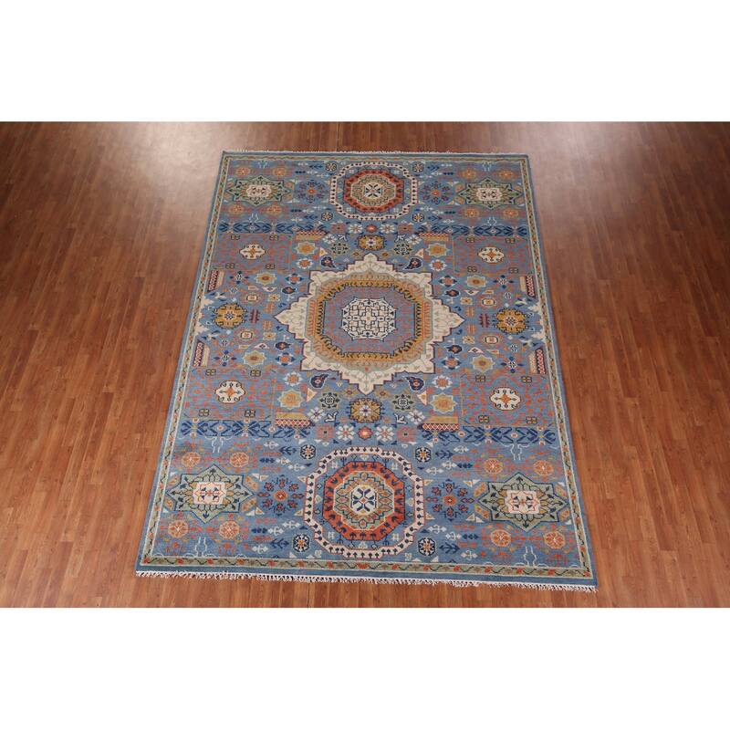 Geometric Khotan Indian Area Rug Handmade Wool Carpet - 8'9"x 11'8"