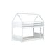 preview thumbnail 21 of 34, Twin Over Twin Low Bunk Bed with House-shaped Bed Roof Frame, Ladder, Guardrails, Headboards and Footboards For Kids Floor Bed