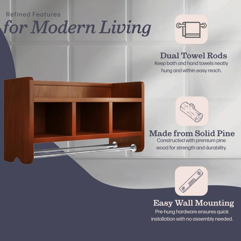 Alaterre 25-inch Wood Bath Storage Shelf