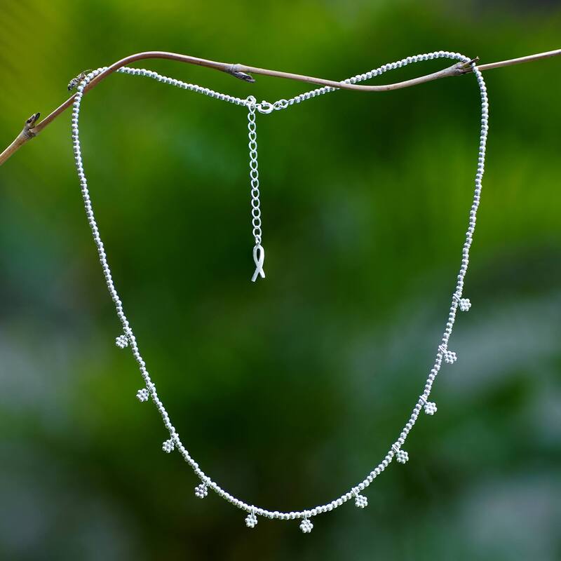 Novica Handmade Petite Fleur Sterling Silver Charm Necklace