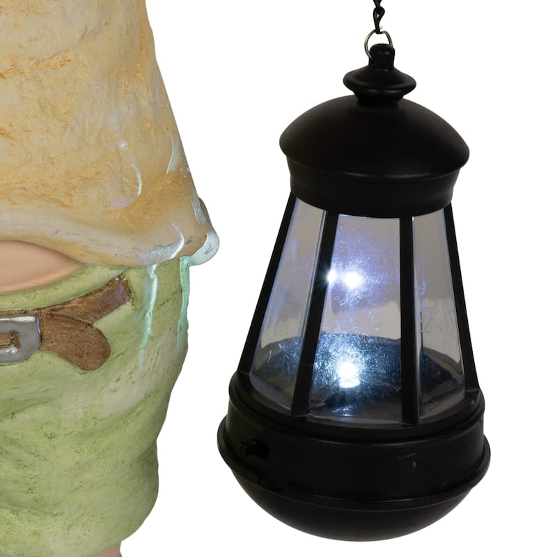 Solar Boy Statue Holding Lantern With LED Light