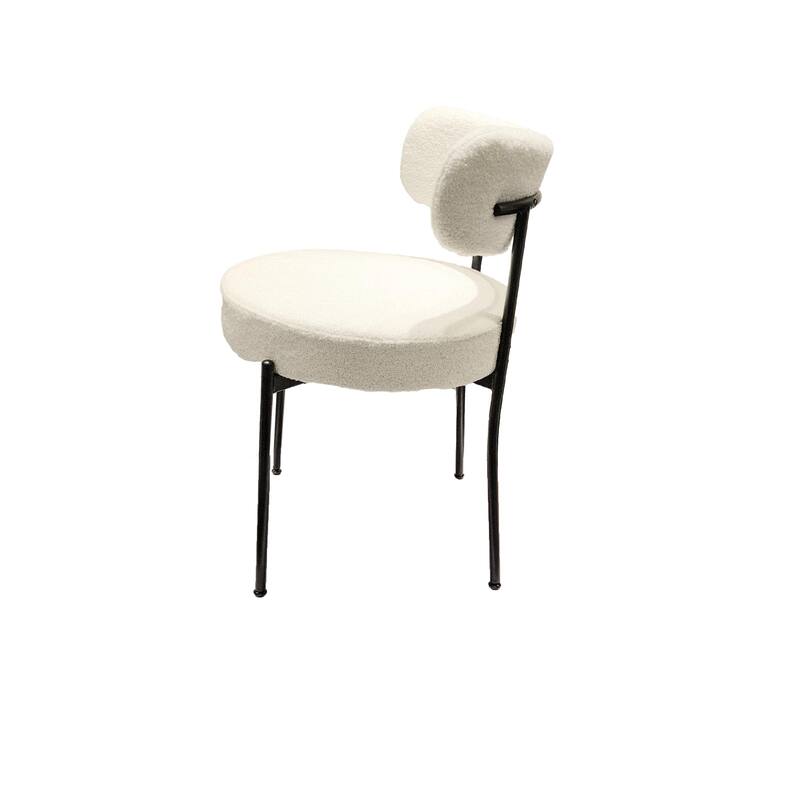 Set of 4 Accent Chair Vanity Chair with Curved Backrest, Dining Chair Reception Chair with Metal Legs