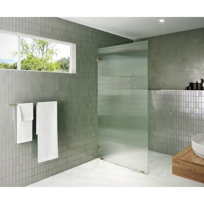 Glass Warehouse 40" x 78" Frameless Shower Door - Single Fixed Panel Fluted Frosted