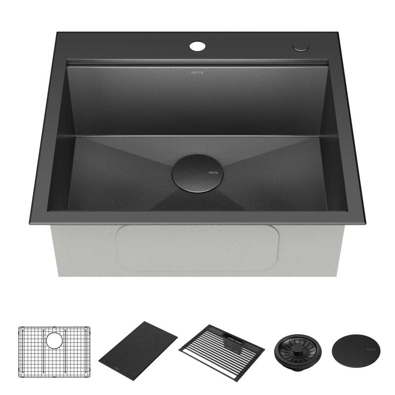 Delta 95A9031-T25S Rivet 25" Drop In Single Basin Stainless Steel - PVD Gunmetal