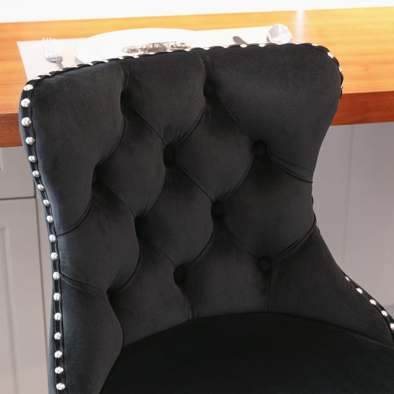 Velvet Swivel Upholstered Barstools with Adjusatble Seat Height and Tufted Comfortable Backs,Set of 2
