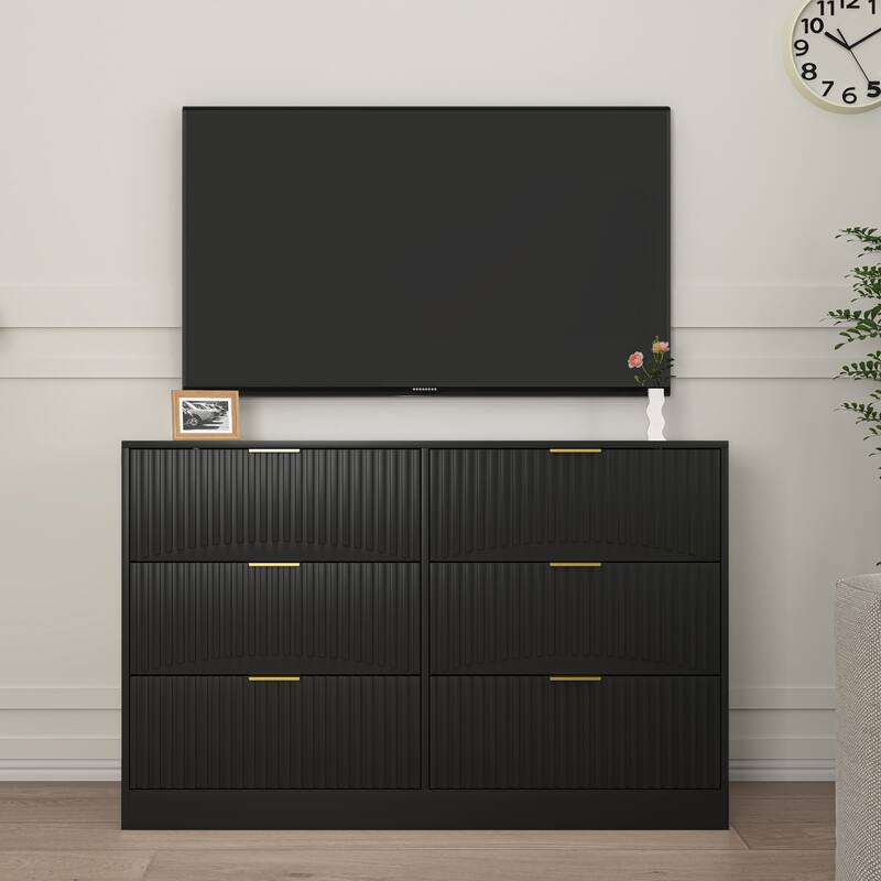 Modern 6-Drawer Dresser, Chest of Drawers for Bedroom, Living Room, Hallway, and Entryway - Large Storage Cabinet