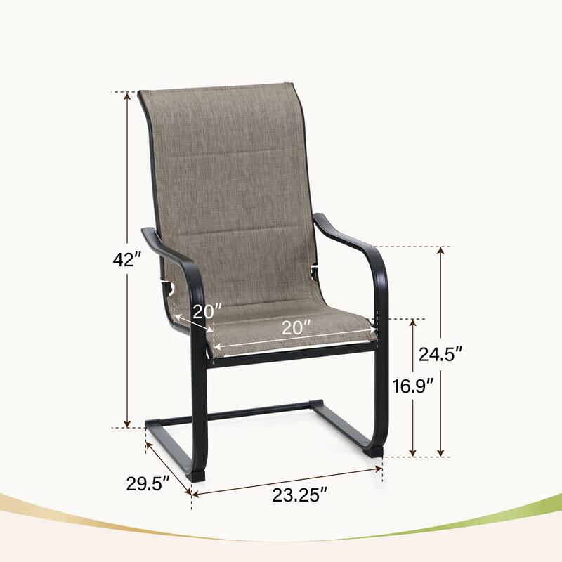 MAISON ARTS Patio Dining Set 9/7 Pieces Outdoor Metal Furniture Set, 8/6 C Spring Motion Chairs and 1 Expandable Table