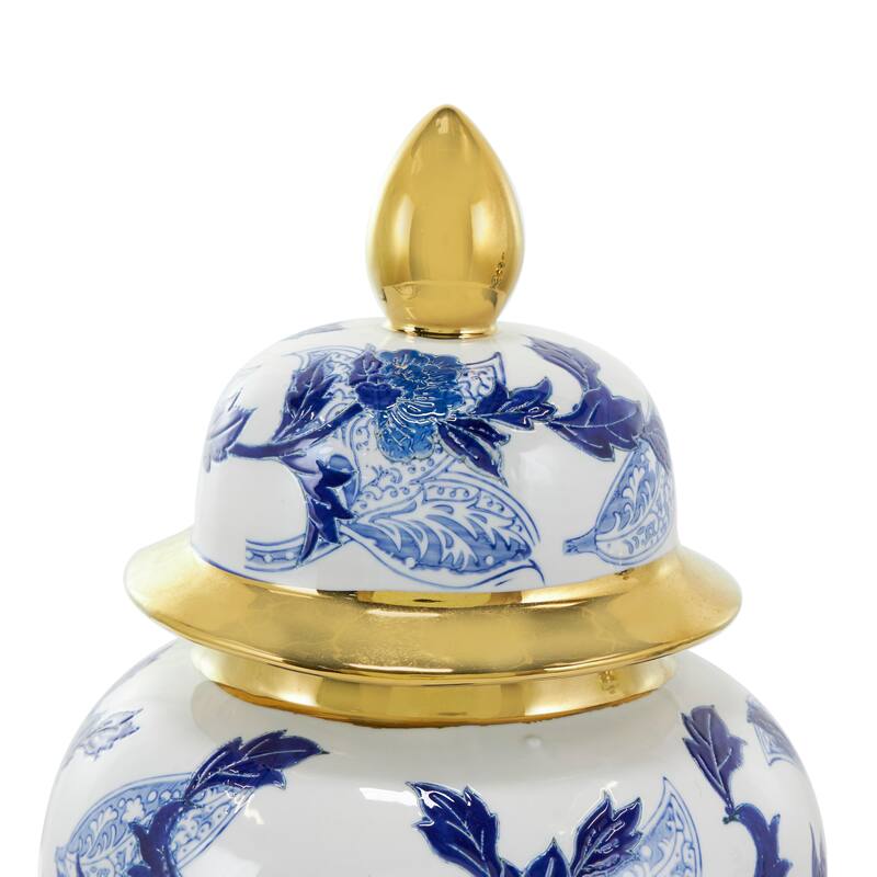 Blue Ceramic Floral Decorative Jars